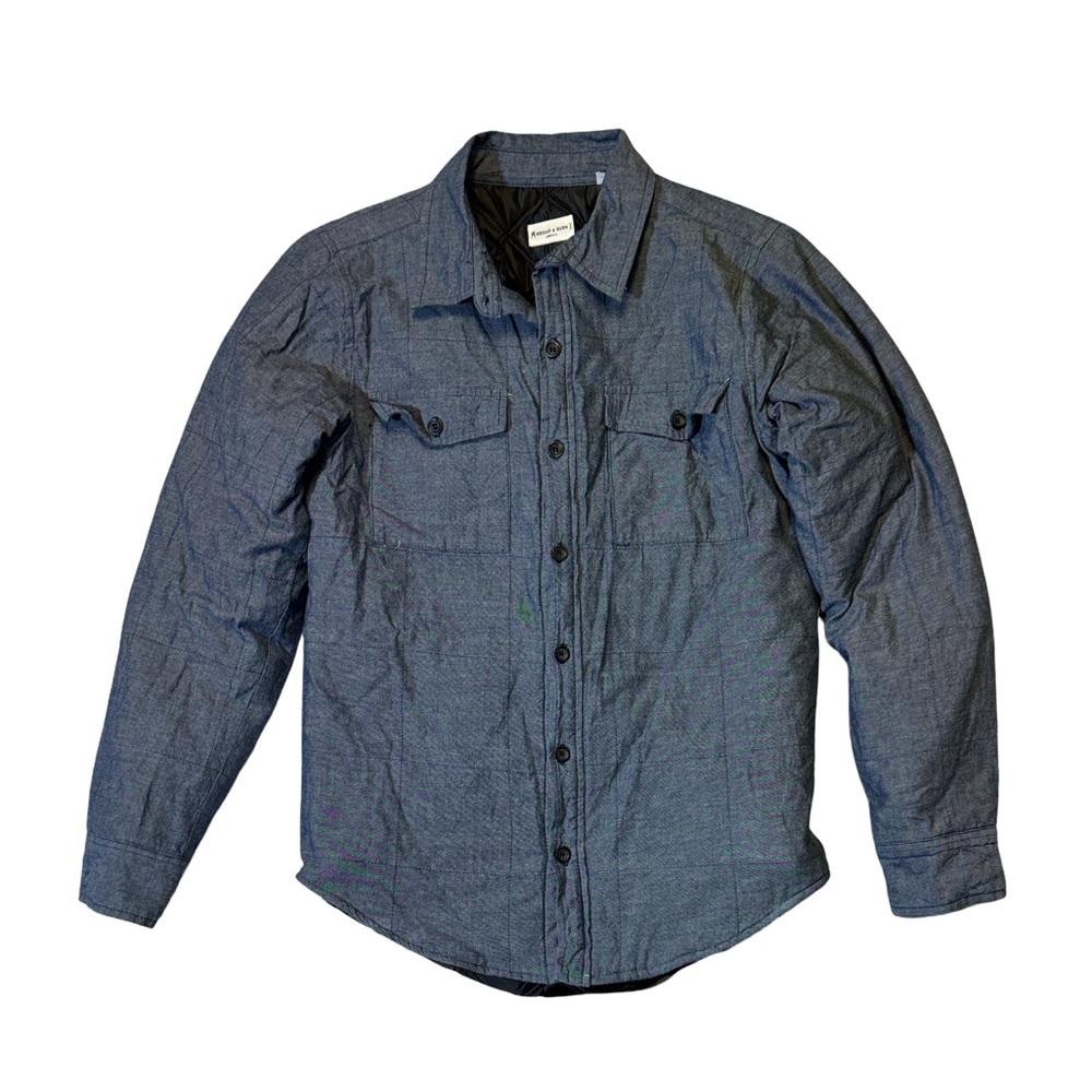 Bridge & burn mens S Small blue quilted button up shirt jacket EUC